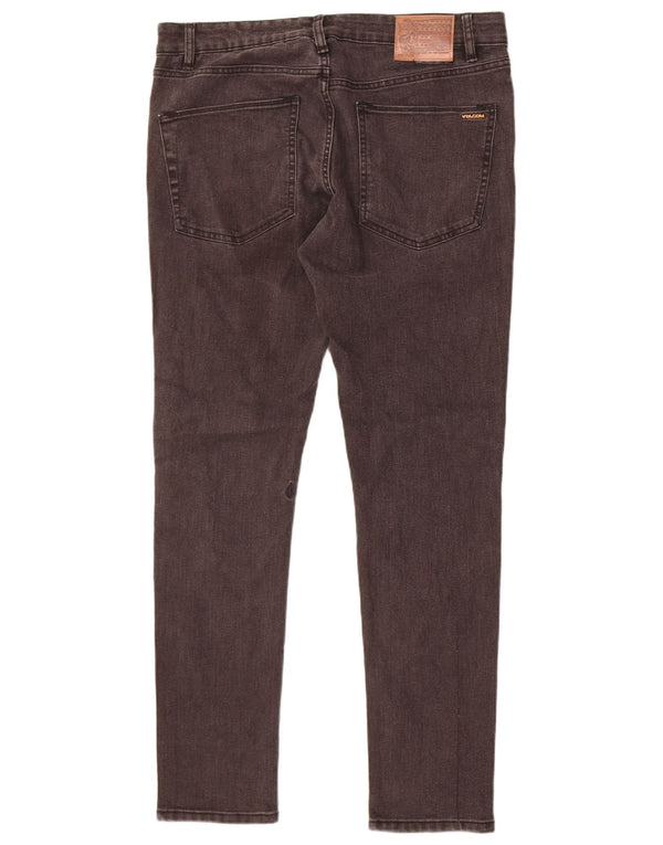 Volcom Mens Tapered Jeans W34 L32 Algodão Preto