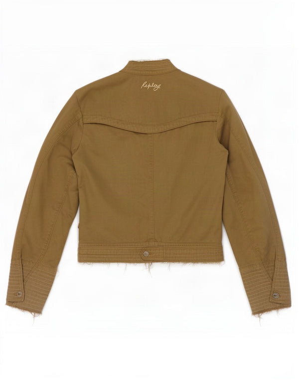 Jaqueta bomber feminina Replay UK 14 grande algodão cáqui