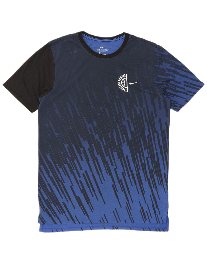 Camiseta masculina Nike Dri Fit Top médio azul colorblock poliéster