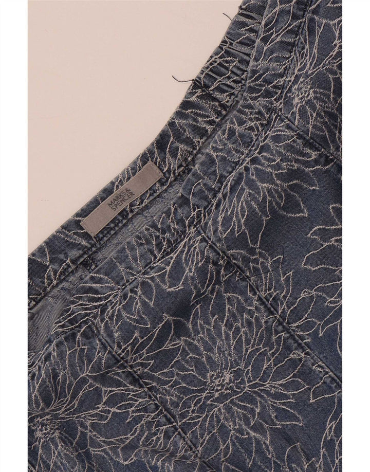 Saia jeans feminina Marks & Spencer W28 médio azul floral
