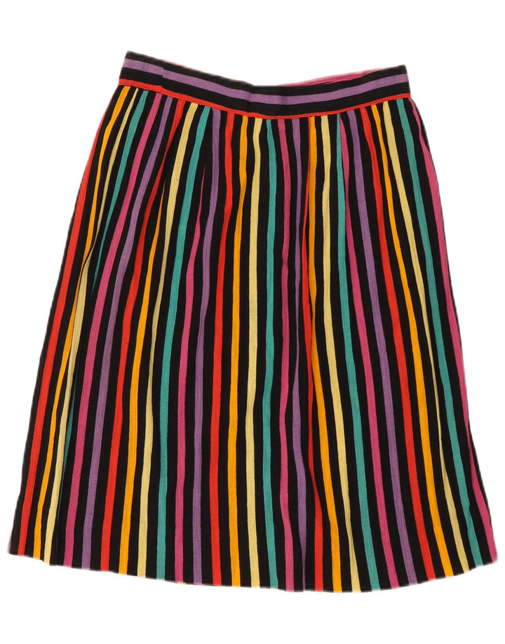 Saia vintage feminina linha A W28 média listrada multicolorida