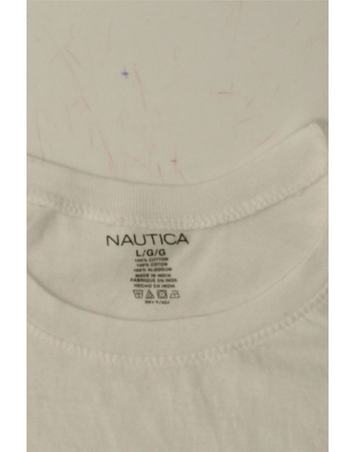 NAUTICA Womens T-Shirt Top UK 16 Large White Cotton Vintage Nautica and Second-Hand Nautica from Messina Hembry 