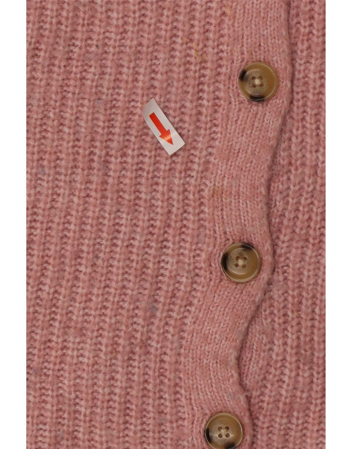 Suéter cardigã feminino grande Marks & Spencer Reino Unido 10 acrílico rosa pequeno