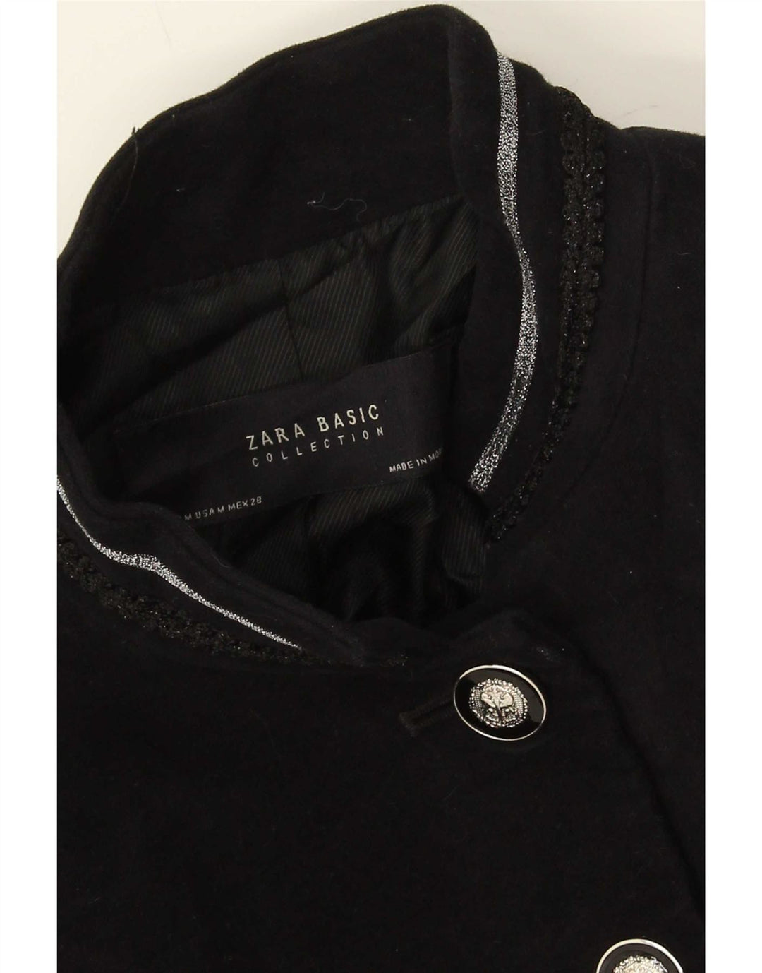 Sobretudo feminino Zara UK 12 algodão preto médio