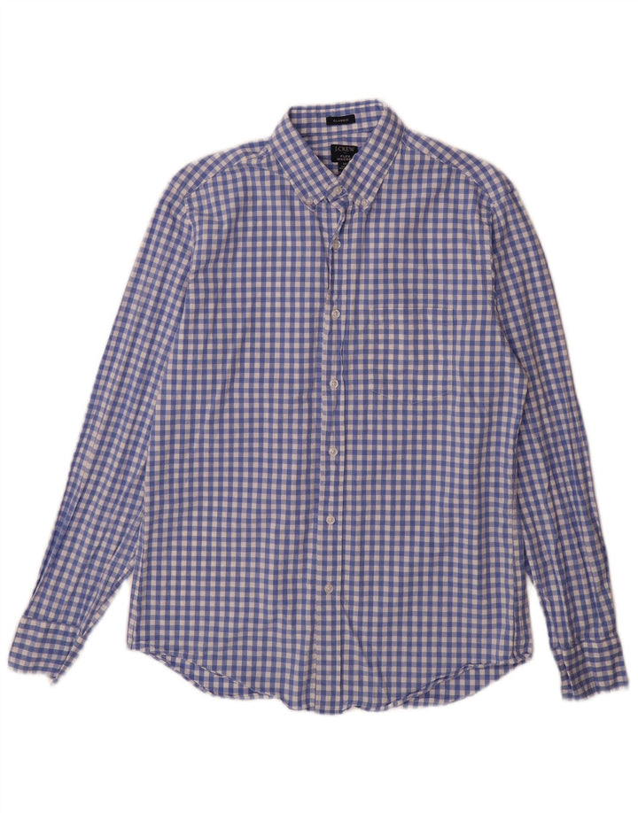 J. CREW Camisa masculina clássica de ajuste azul médio algodão guingão
