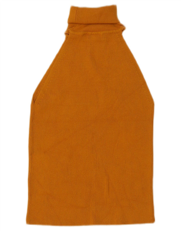 Zara Womens Crop Halter Top UK 8 Pequeno Amarelo