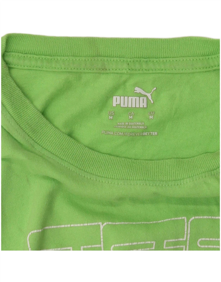 Camiseta feminina PUMA com estampa gráfica UK 14 verde médio