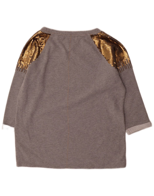 Tommy Hilfiger moletom feminino jumper UK 16 grande cinza colorblock algodão