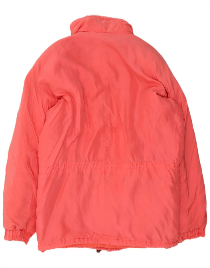 Jaqueta corta-vento feminina vintage UK 18 XL seda rosa