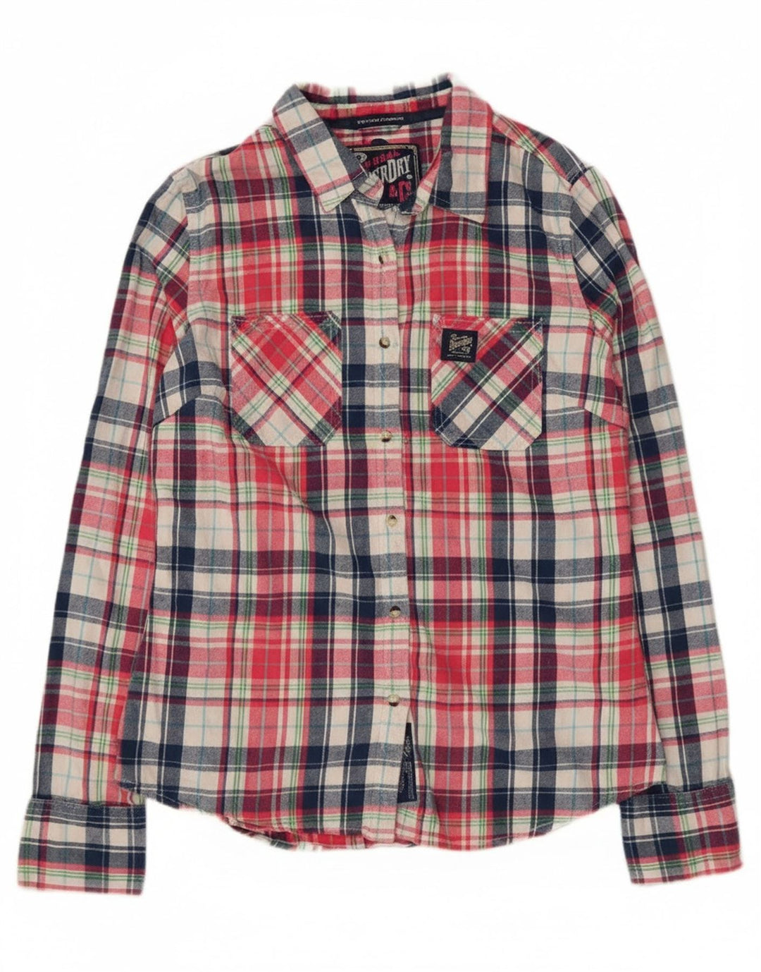 Camisa feminina de flanela Superdry Classic Fit UK 12 algodão multicolorido médio