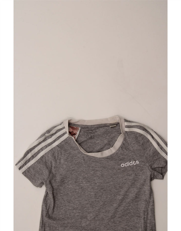 ADIDAS Girls T-Shirt Top 7-8 Years Grey Cotton Vintage Adidas and Second-Hand Adidas from Messina Hembry 