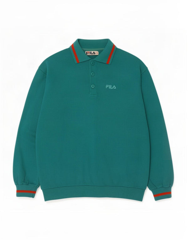 Moletom masculino Fila com gola polo gráfica Jumper IT 50 algodão verde médio