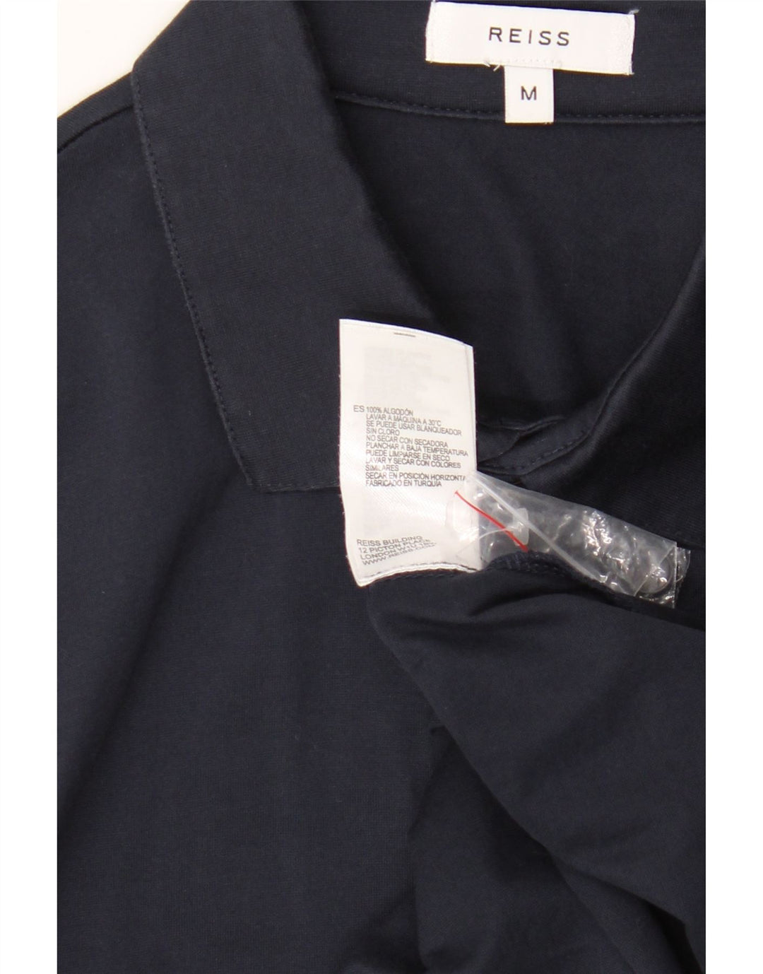 Camisa masculina Reiss de algodão azul marinho médio