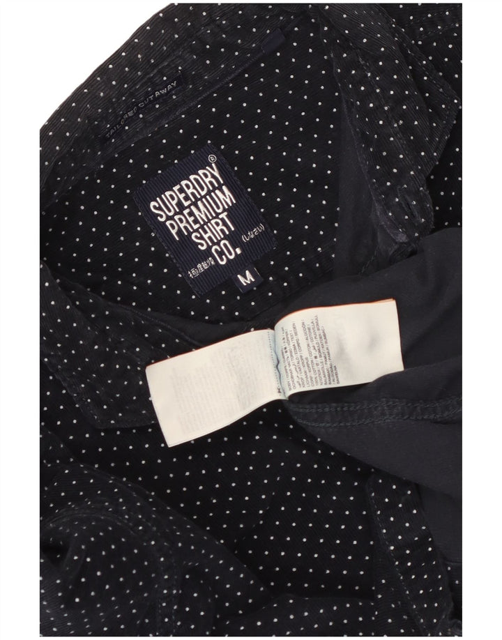 Camisa masculina Superdry de veludo cotelê médio azul marinho algodão manchado