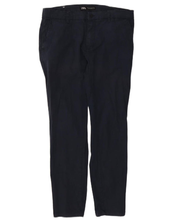 Zara Mens Slim Chino Calças EU 46 XL W36 L30 Azul Marinho