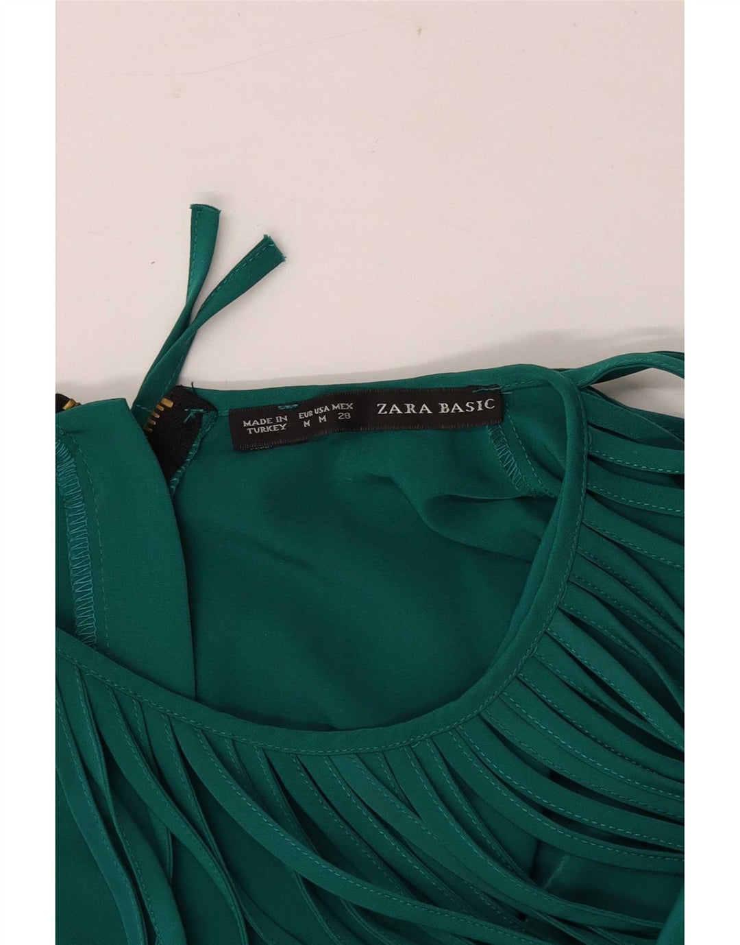Vestido feminino sem mangas Zara UK 12 verde médio