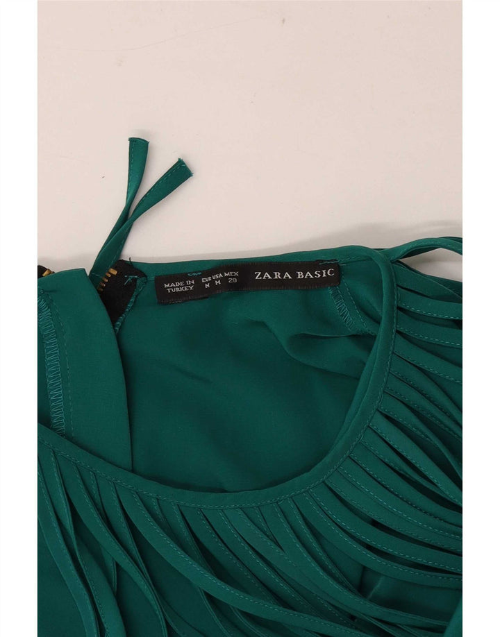 Vestido feminino sem mangas Zara UK 12 verde médio