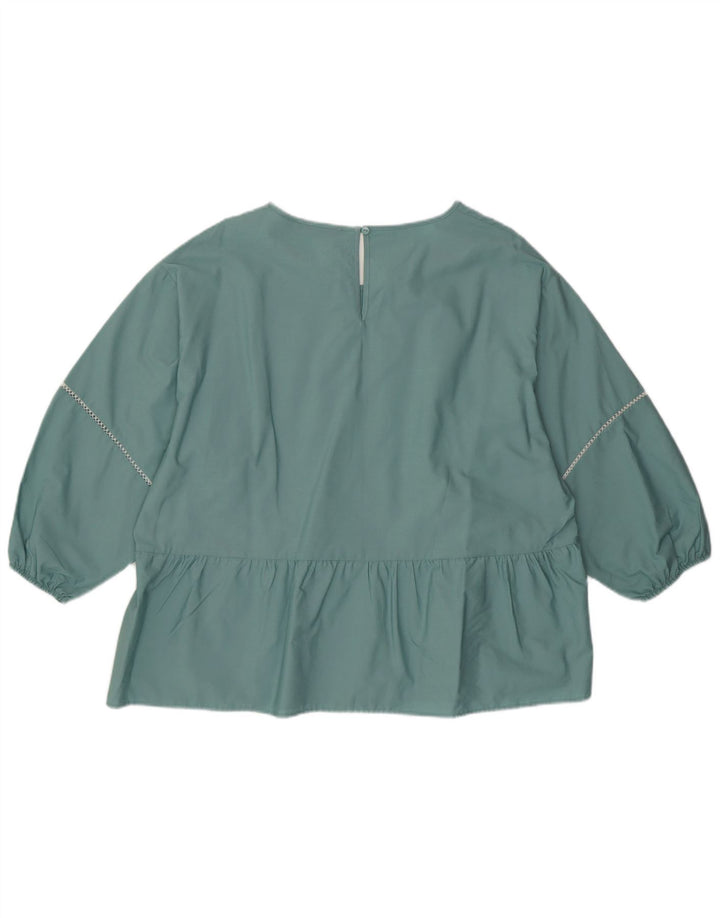 Blusa feminina de manga comprida Marks & Spencer Reino Unido 16 grande algodão verde
