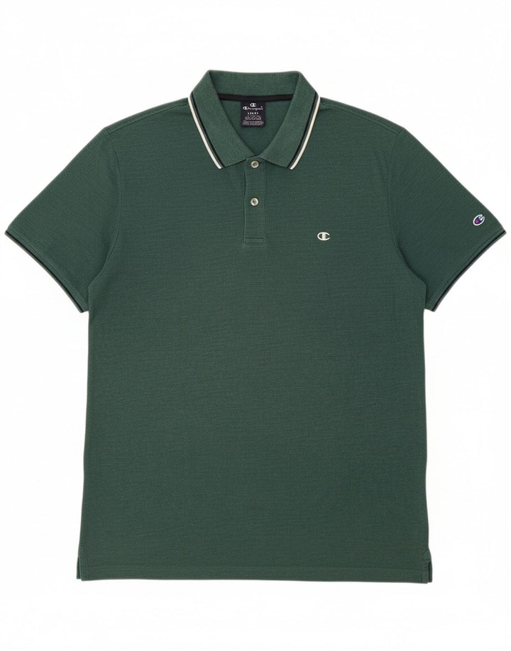 Camisa polo masculina CHAMPION grande algodão verde