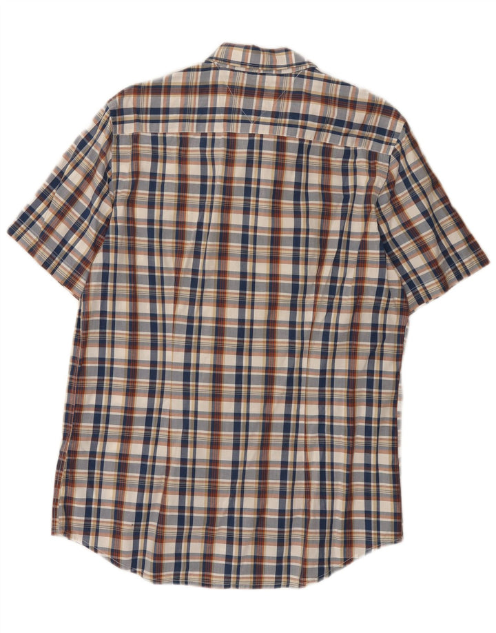 Tommy Hilfiger Camisa masculina de manga curta slim fit grande xadrez multicolorida