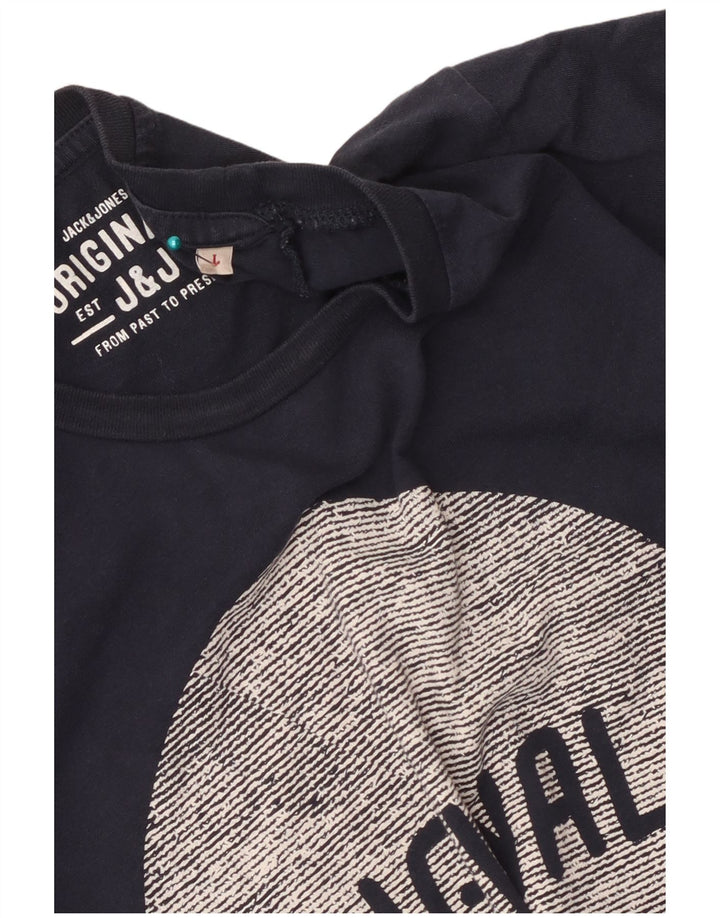 Camiseta gráfica masculina Jack & Jones grande azul marinho