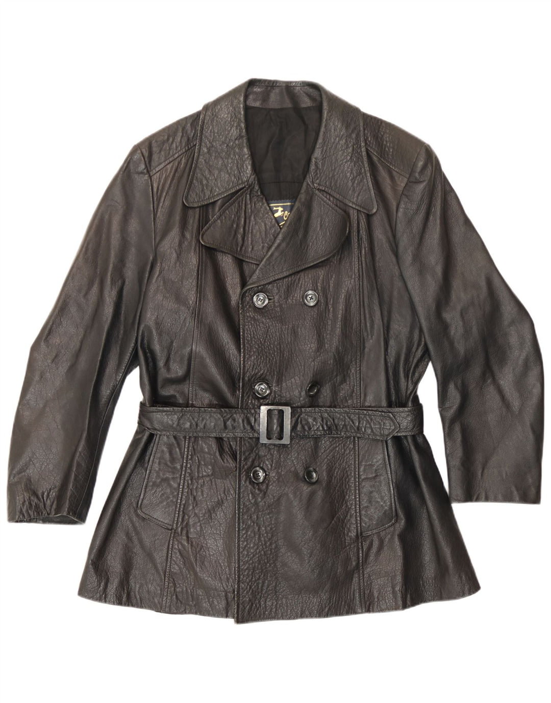 Jaqueta masculina de couro com peito duplo Carnaby Street UK 38 média preta