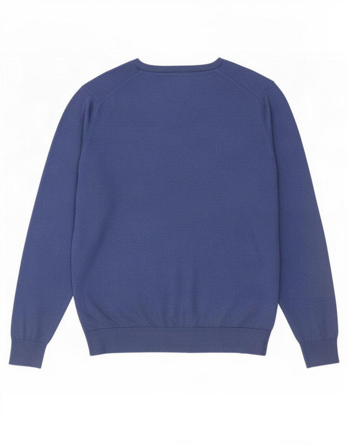 Suéter masculino Marks & Spencer com decote em V, algodão azul marinho médio
