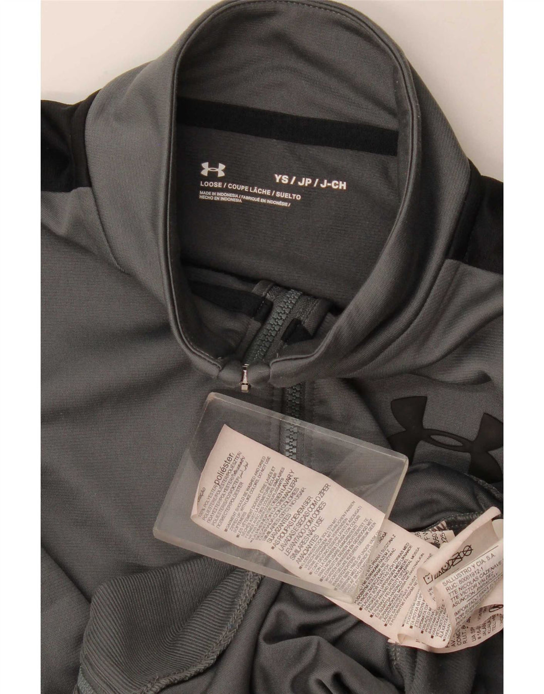 Under Armour Boys Tracksuit Top Jacket 7-8 anos pequeno cinza colorblock