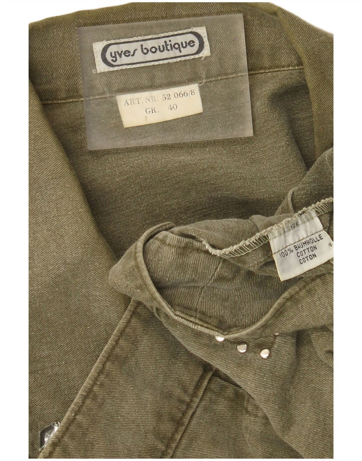 Jaqueta jeans feminina vintage EU 40 algodão verde médio