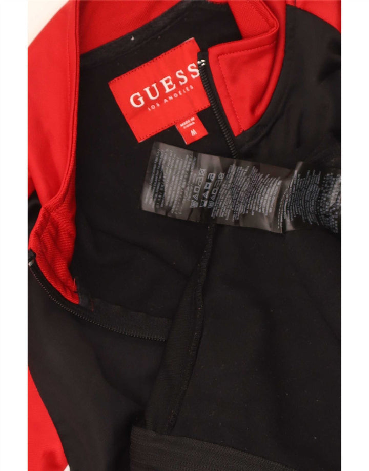 Guess Mens Graphic Tracksuit Top Jaqueta Médio Preto Colourblock Poliéster