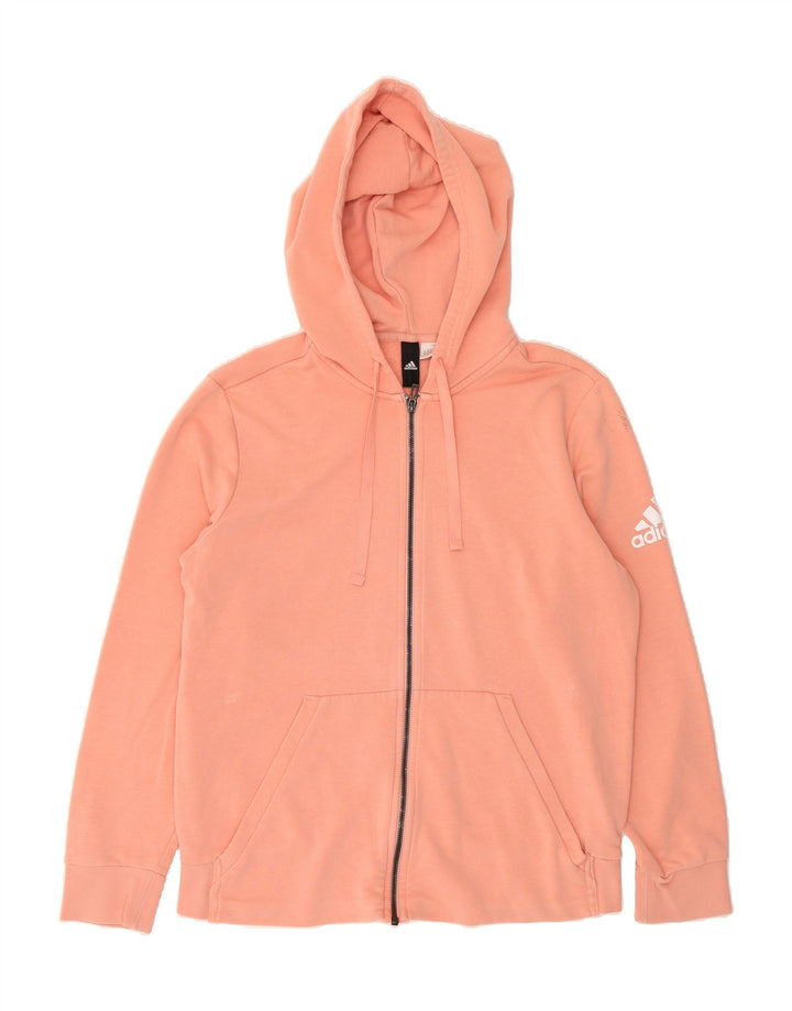 ADIDAS Womens Zip Hoodie Sweater UK 14 Large Pink Vintage Adidas and Second-Hand Adidas from Messina Hembry 