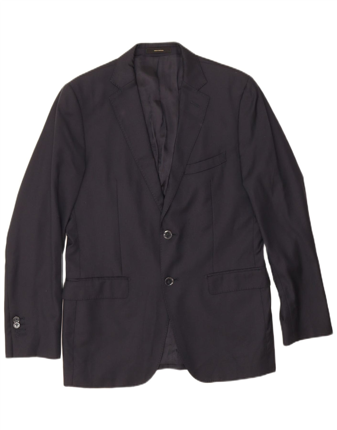 Jaqueta blazer masculina Massimo Dutti com 2 botões UE 48 lã azul marinho médio