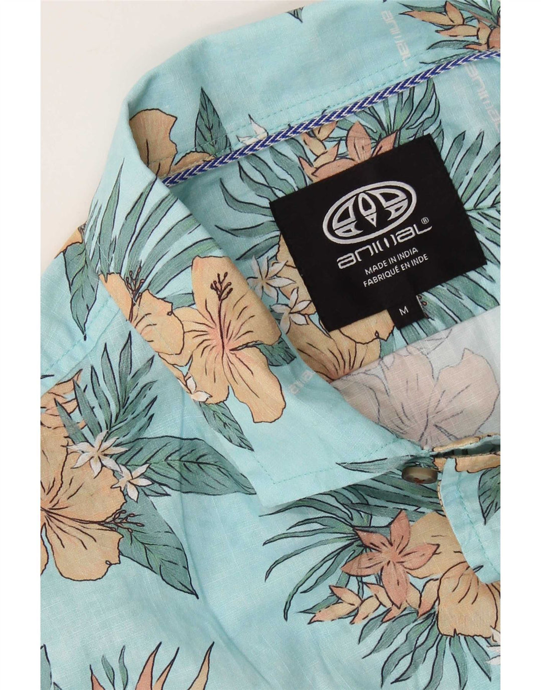 Camisa Masculina Animal Manga Curta Azul Médio Floral