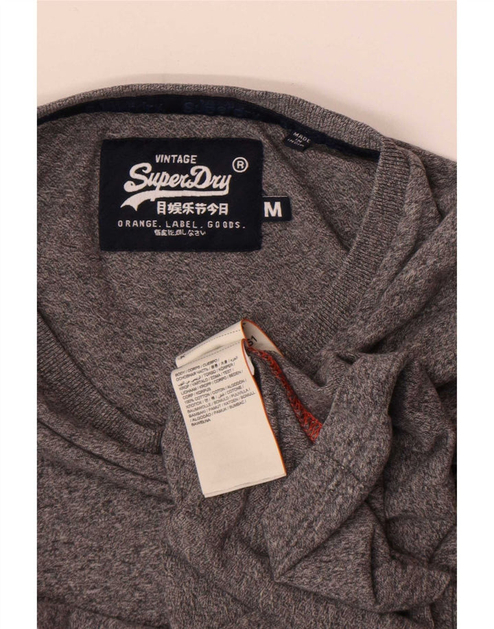 Top masculino Superdry manga comprida algodão manchado cinza médio