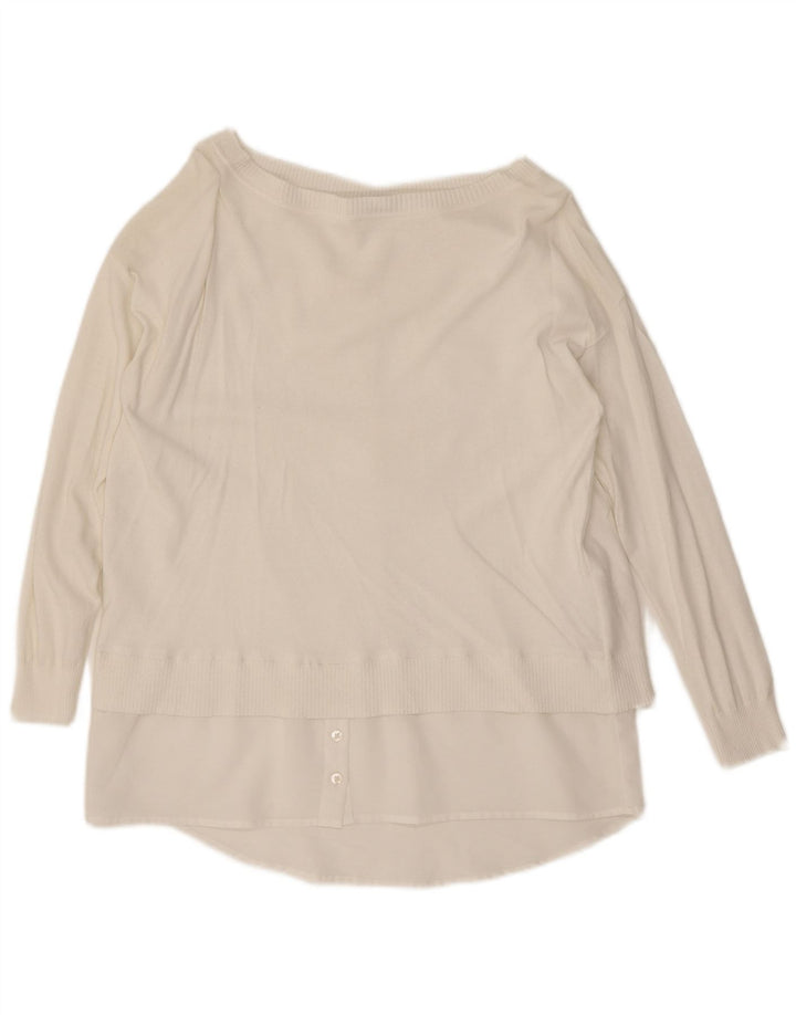 Suéter feminino Marella com gola canoa e viscose branca média UK 12