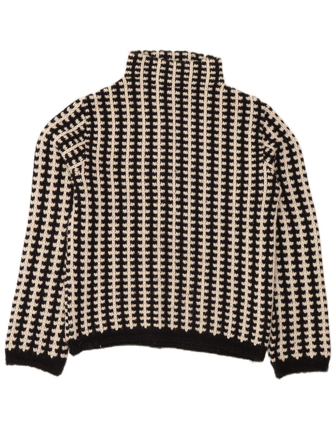 Suéter feminino vintage com gola tartaruga UE 38/40 listrado preto médio
