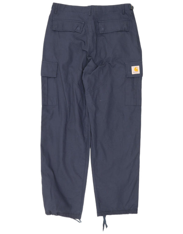 Calça cargo feminina Carhartt reta grande W30 L29 algodão azul marinho