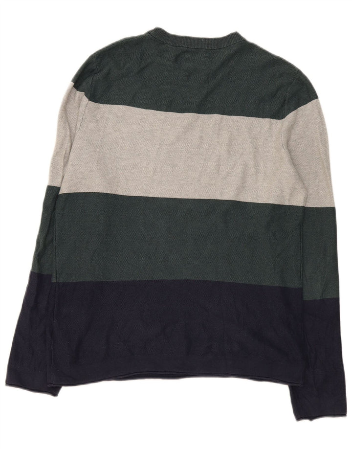 Jack & Jones Camiseta masculina de manga comprida grande algodão listrado multicolorido