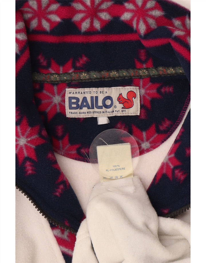 BAILO Suéter masculino de lã com zíper e gola XL branco Fair Isle poliéster