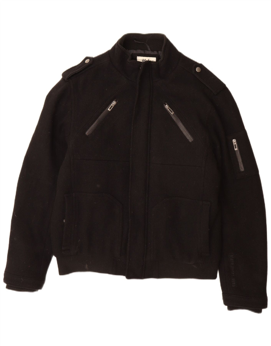 Jaqueta bomber militar masculina ANGELO LITRICO UK 42 XL lã preta