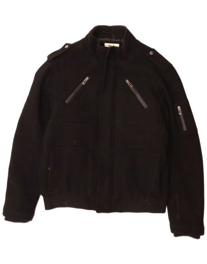 Jaqueta bomber militar masculina ANGELO LITRICO UK 42 XL lã preta