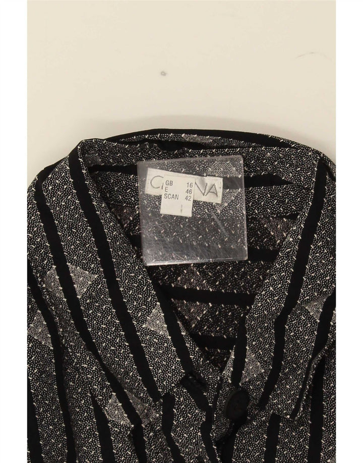 Camisa feminina vintage UK 16 listrada preta grande