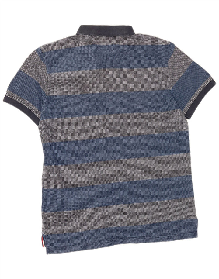 Camisa polo masculina Tommy Hilfiger Regular Fit algodão listrado azul médio