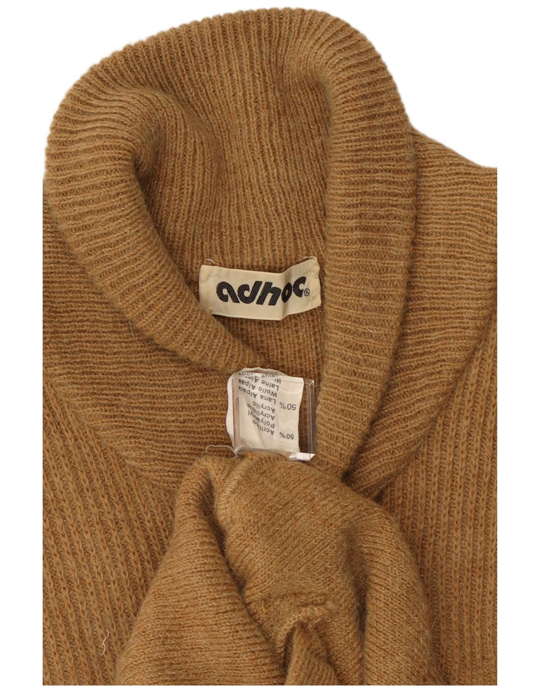 Suéter cardigã masculino vintage médio bege colorblock acrílico