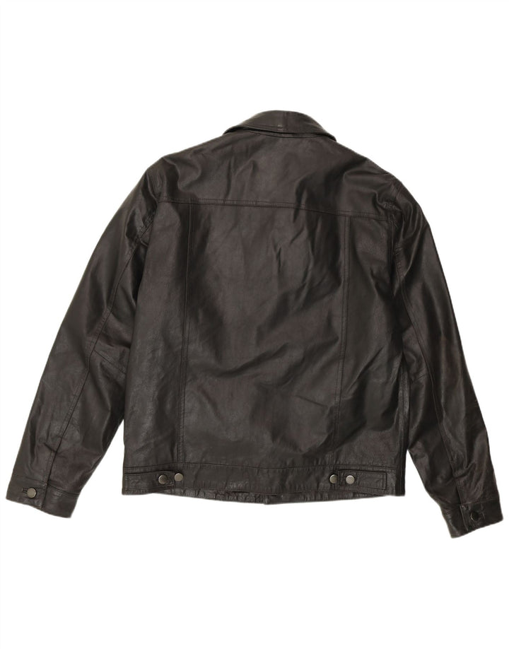 Jaqueta masculina de couro bomber John Baner Reino Unido 40 couro preto pequeno