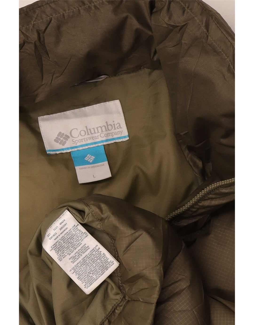 Jaqueta acolchoada masculina Columbia UK 40 poliéster verde grande