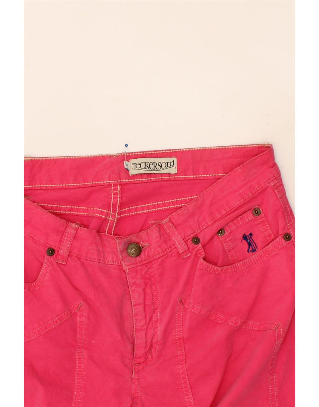 JECKERSON Womens Straight Casual Trousers W31 L29 Pink Cotton Vintage Jeckerson and Second-Hand Jeckerson from Messina Hembry 