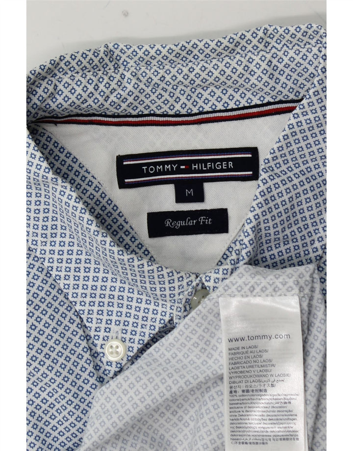 Camisa masculina TOMMY HILFIGER regular fit algodão manchado azul médio