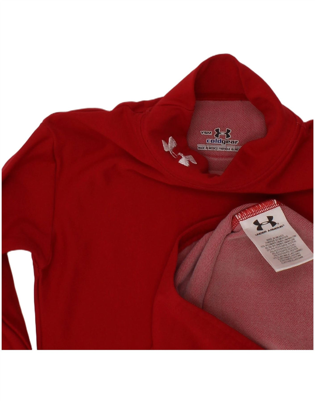 UNDER ARMOUR Girls Cold Gear Top Manga Longa 7-8 Anos Pequeno Nylon Vermelho
