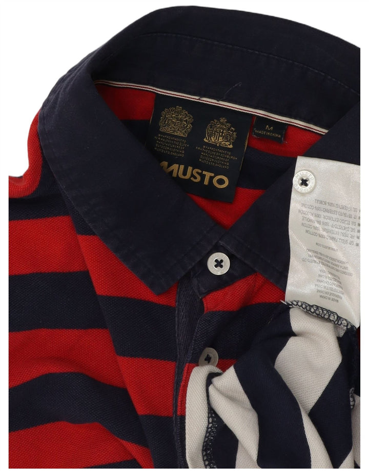 Camisa polo masculina Musto médio algodão listrado azul marinho